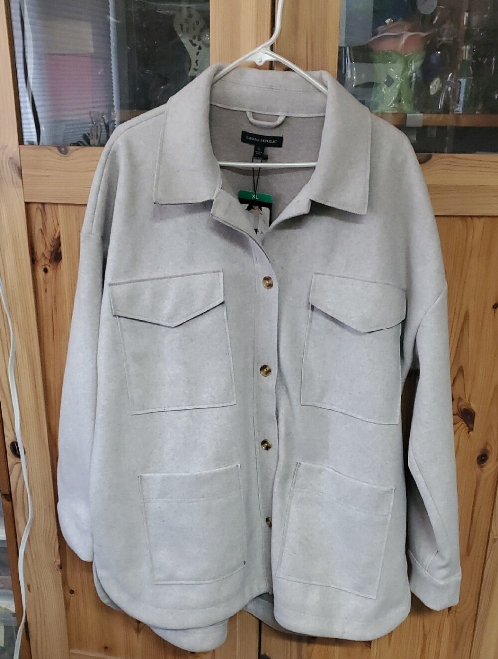 Banana Republic Light Gray Women's Button-Front Jacket Coat